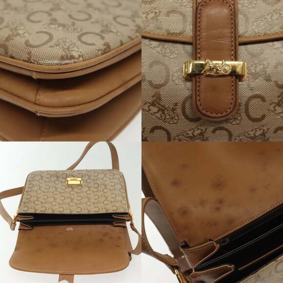 CELINE Macadam Canvas Shoulder Bag Pvc Beige Gold - Picture 11 of 13
